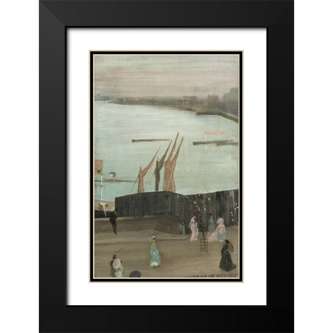 Variations in Pink and Grey, Chelsea Black Modern Wood Framed Art Print with Double Matting by Whistler, James McNeill