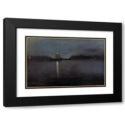 Nocturne Black Modern Wood Framed Art Print with Double Matting by Whistler, James McNeill