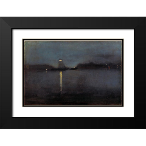 Nocturne Black Modern Wood Framed Art Print with Double Matting by Whistler, James McNeill