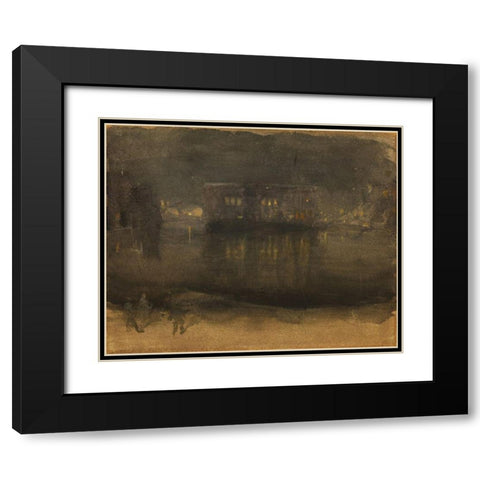 Amsterdam Nocturne Black Modern Wood Framed Art Print with Double Matting by Whistler, James McNeill