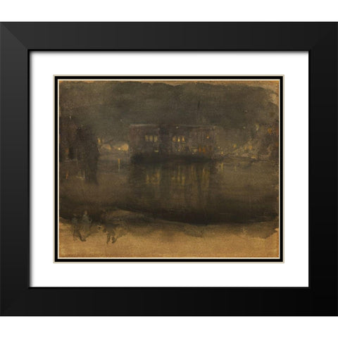 Amsterdam Nocturne Black Modern Wood Framed Art Print with Double Matting by Whistler, James McNeill