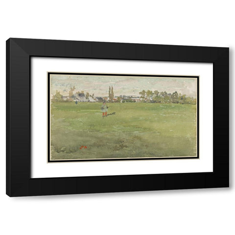 Green and Silver Beaulieu, Touraine Black Modern Wood Framed Art Print with Double Matting by Whistler, James McNeill