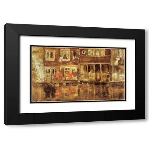 The Canal Amsterdam Black Modern Wood Framed Art Print with Double Matting by Whistler, James McNeill