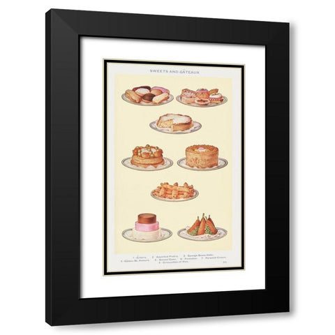Sweets and Gâteaux Black Modern Wood Framed Art Print with Double Matting by Mrs. Beeton''s Book of Household Management