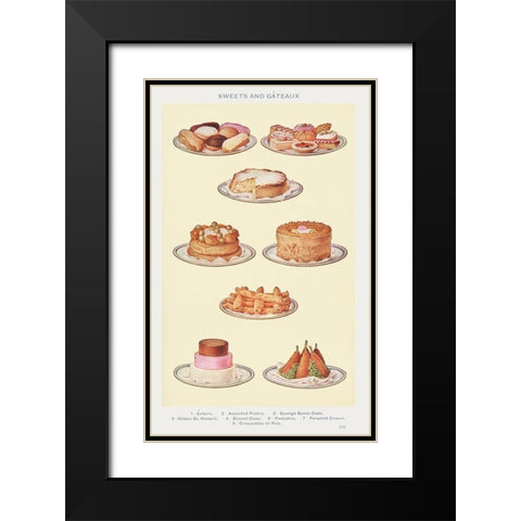 Sweets and Gâteaux Black Modern Wood Framed Art Print with Double Matting by Mrs. Beeton''s Book of Household Management