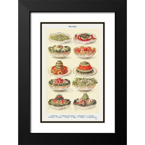 Salad Black Modern Wood Framed Art Print with Double Matting by Mrs. Beeton''s Book of Household Management