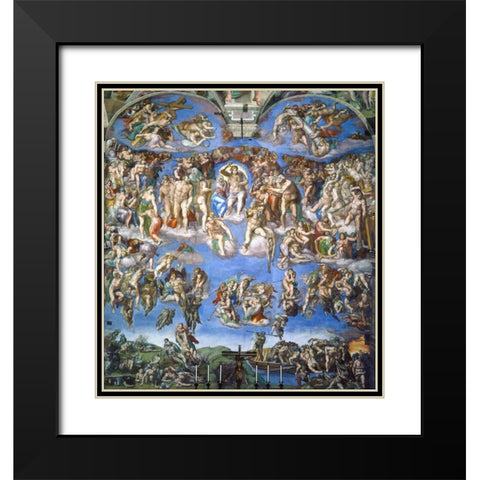 The Last Judgement Black Modern Wood Framed Art Print with Double Matting by Michelangelo