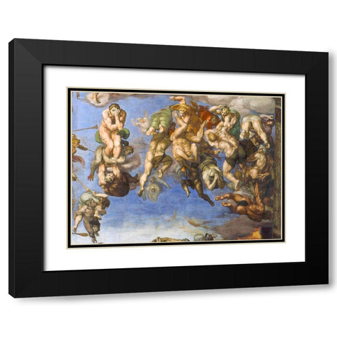 The Last Judgement Detail Black Modern Wood Framed Art Print with Double Matting by Michelangelo