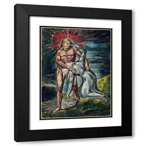 Two figures illustration from Milton Black Modern Wood Framed Art Print with Double Matting by Blake, William