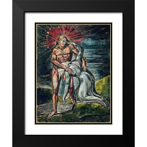 Two figures illustration from Milton Black Modern Wood Framed Art Print with Double Matting by Blake, William