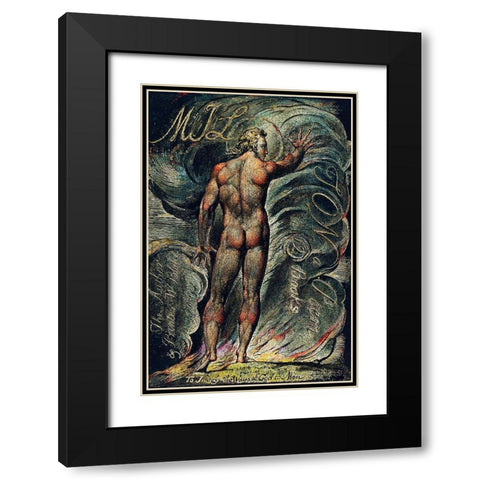 Frontispiece illustration from Milton Black Modern Wood Framed Art Print with Double Matting by Blake, William