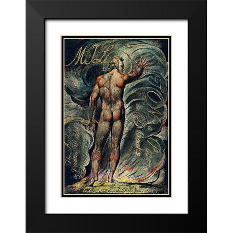Frontispiece illustration from Milton Black Modern Wood Framed Art Print with Double Matting by Blake, William