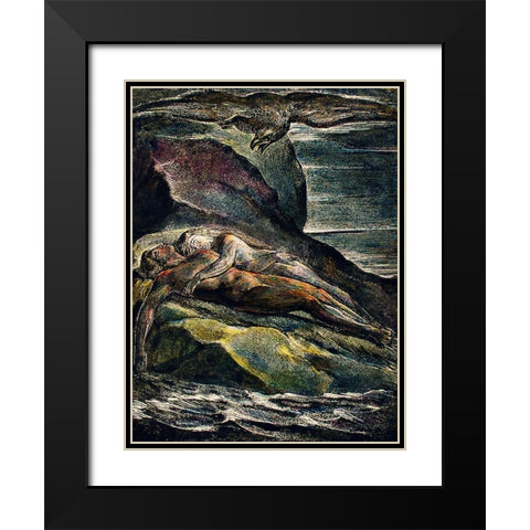The eagle illustration from Milton Black Modern Wood Framed Art Print with Double Matting by Blake, William