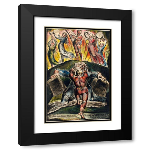 To annihilate the self-hood of deceit and false forgiveness from Milton Black Modern Wood Framed Art Print with Double Matting by Blake, William