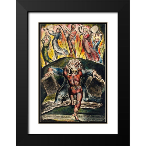 To annihilate the self-hood of deceit and false forgiveness from Milton Black Modern Wood Framed Art Print with Double Matting by Blake, William