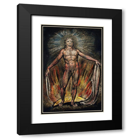 The robe of the promise illustration from Milton Black Modern Wood Framed Art Print with Double Matting by Blake, William