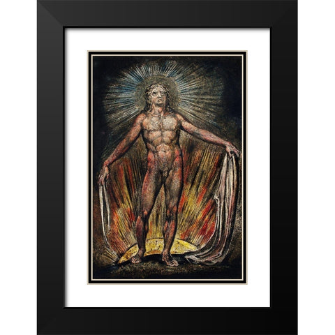 The robe of the promise illustration from Milton Black Modern Wood Framed Art Print with Double Matting by Blake, William