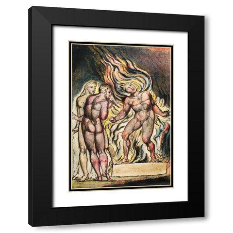 Los and Enitharmon knew that the Satan is Urizen from Milton Black Modern Wood Framed Art Print with Double Matting by Blake, William