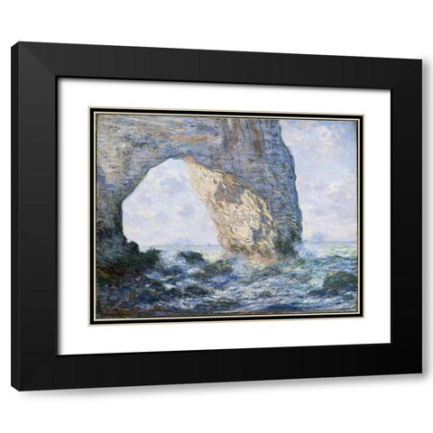 The Manneporte At Etretat Black Modern Wood Framed Art Print with Double Matting by Monet, Claude