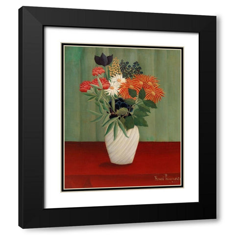 Bouquet of Flowers with China Asters and Tokyos Black Modern Wood Framed Art Print with Double Matting by Rousseau, Henri