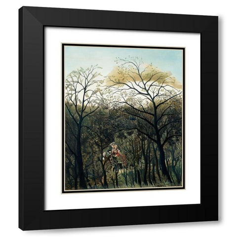 Rendezvous in the Forest Black Modern Wood Framed Art Print with Double Matting by Rousseau, Henri