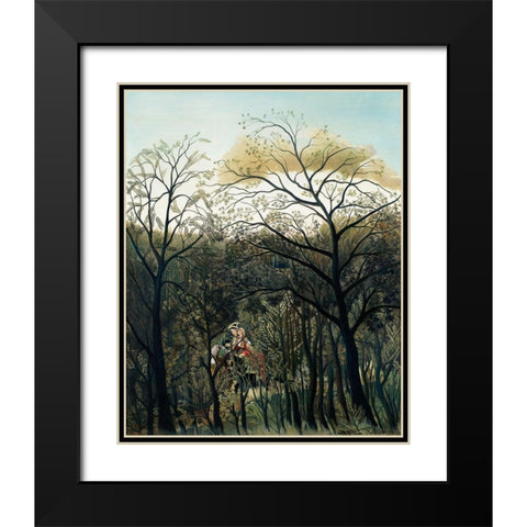 Rendezvous in the Forest Black Modern Wood Framed Art Print with Double Matting by Rousseau, Henri