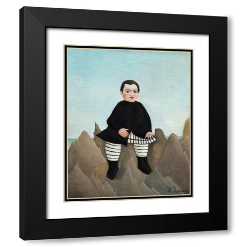 Boy on the Rocks 1897 Black Modern Wood Framed Art Print with Double Matting by Rousseau, Henri