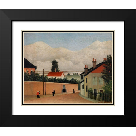 Outskirts of Paris 1895 Black Modern Wood Framed Art Print with Double Matting by Rousseau, Henri