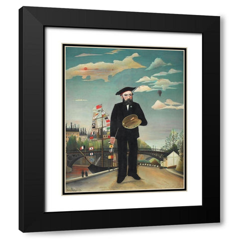 Self Portrait Black Modern Wood Framed Art Print with Double Matting by Rousseau, Henri