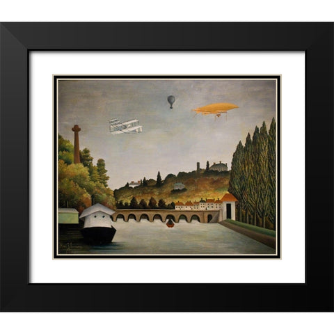 View of Pont de Sevres Black Modern Wood Framed Art Print with Double Matting by Rousseau, Henri