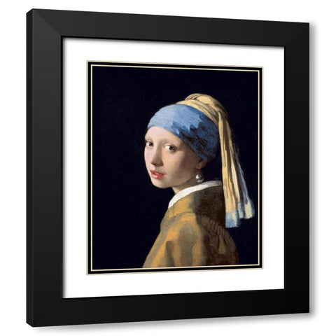Girl with a Pearl Earring Black Modern Wood Framed Art Print with Double Matting by Vermeer, Johannes