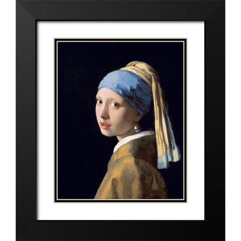 Girl with a Pearl Earring Black Modern Wood Framed Art Print with Double Matting by Vermeer, Johannes