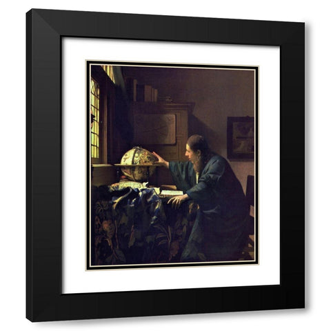 The Astronomer Black Modern Wood Framed Art Print with Double Matting by Vermeer, Johannes