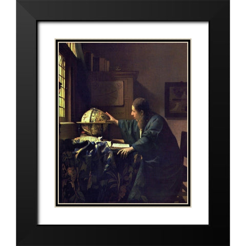 The Astronomer Black Modern Wood Framed Art Print with Double Matting by Vermeer, Johannes