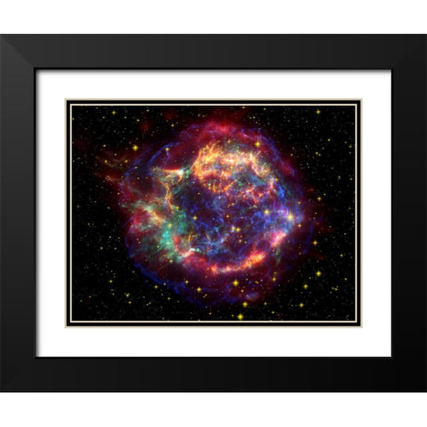 Cassiopeia A Black Modern Wood Framed Art Print with Double Matting by NASA