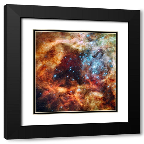 Hubbles view of a grand star forming region Black Modern Wood Framed Art Print with Double Matting by NASA