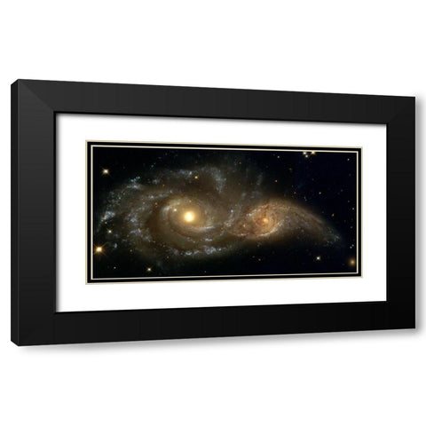 Two Spiral Galaxies Black Modern Wood Framed Art Print with Double Matting by NASA