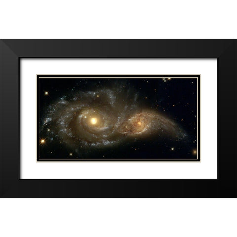 Two Spiral Galaxies Black Modern Wood Framed Art Print with Double Matting by NASA