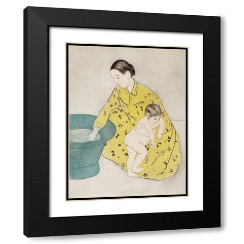 The Bath Black Modern Wood Framed Art Print with Double Matting by Cassatt, Mary