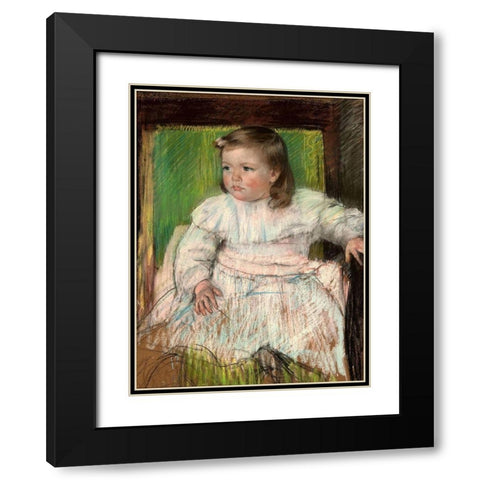 Pink Sash Black Modern Wood Framed Art Print with Double Matting by Cassatt, Mary