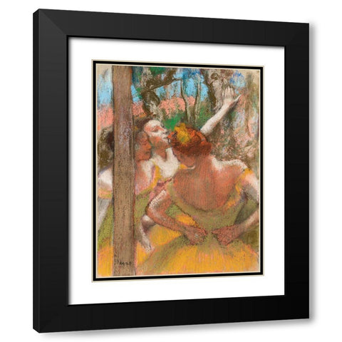 Dancers Black Modern Wood Framed Art Print with Double Matting by Degas, Edgar