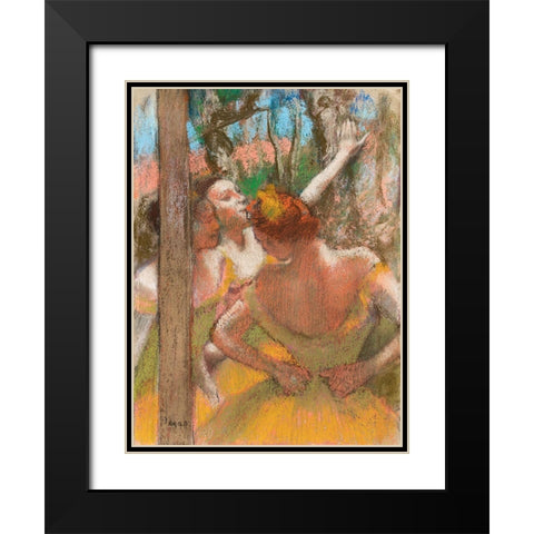 Dancers Black Modern Wood Framed Art Print with Double Matting by Degas, Edgar