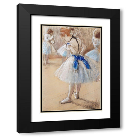 Dancer Black Modern Wood Framed Art Print with Double Matting by Degas, Edgar