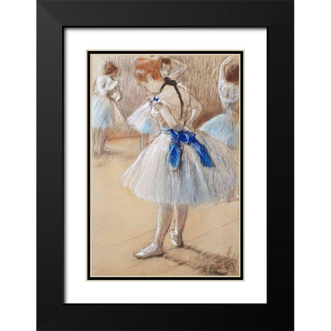 Dancer Black Modern Wood Framed Art Print with Double Matting by Degas, Edgar