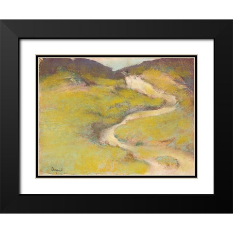 Pathway in a Field Black Modern Wood Framed Art Print with Double Matting by Degas, Edgar