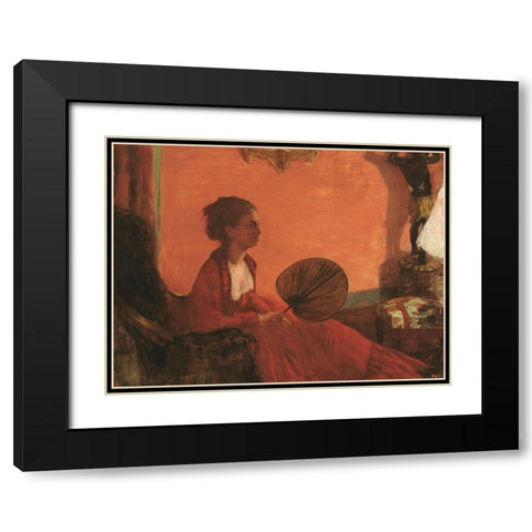 Madam Camus Black Modern Wood Framed Art Print with Double Matting by Degas, Edgar