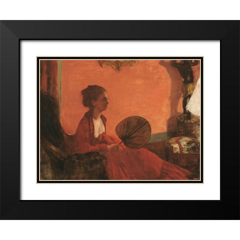 Madam Camus Black Modern Wood Framed Art Print with Double Matting by Degas, Edgar