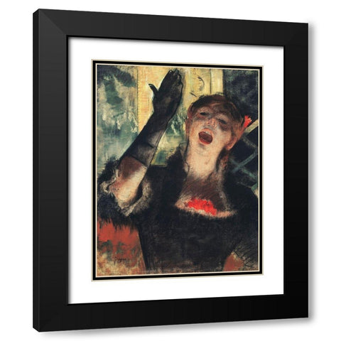 Cafe Singer Black Modern Wood Framed Art Print with Double Matting by Degas, Edgar