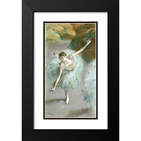 Dancer in Green Black Modern Wood Framed Art Print with Double Matting by Degas, Edgar