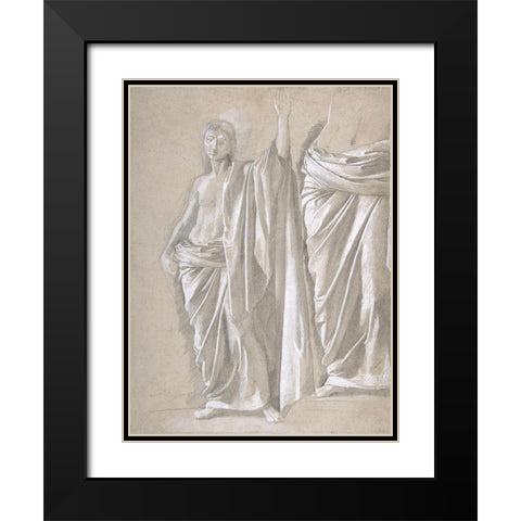 Study of a Draped Figure Black Modern Wood Framed Art Print with Double Matting by Degas, Edgar